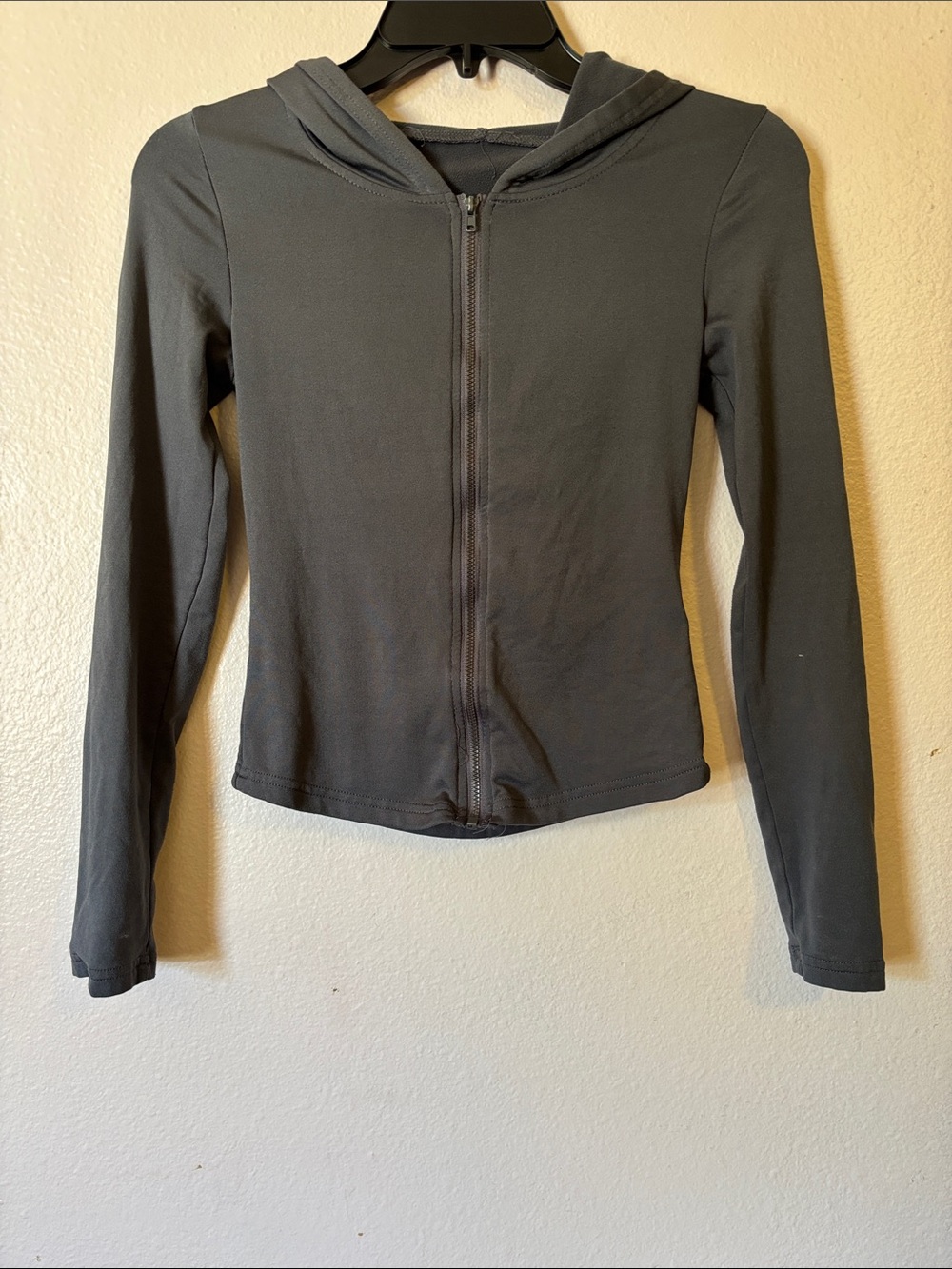 DAZY SHEIN Gray Full Zip Hooded Activewear Jacket Fitted Size XS